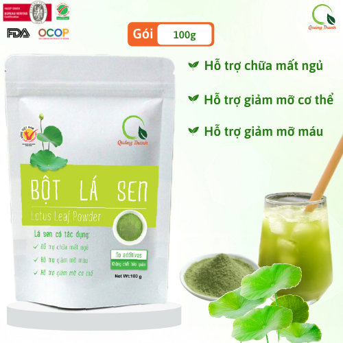 Bột lá sen sấy lạnh Quảng Thanh bịch 100gr - Hạ Mỡ Máu, Giảm Cân, Giảm mỡ nội tạng, An Thần