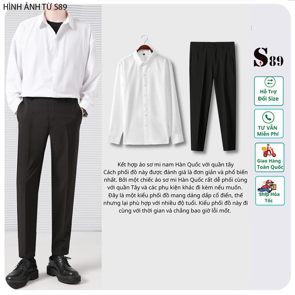 Combo quần tây nam tặng kèm áo sơ mi nam trắng dài tay
