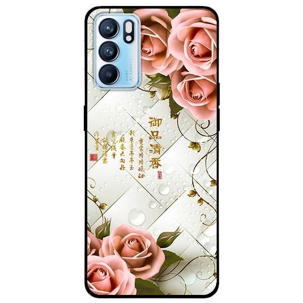 Ốp lưng dành cho Oppo Reno 6 - Reno 6 Z mẫu Hoa Hồng Nền Sọc