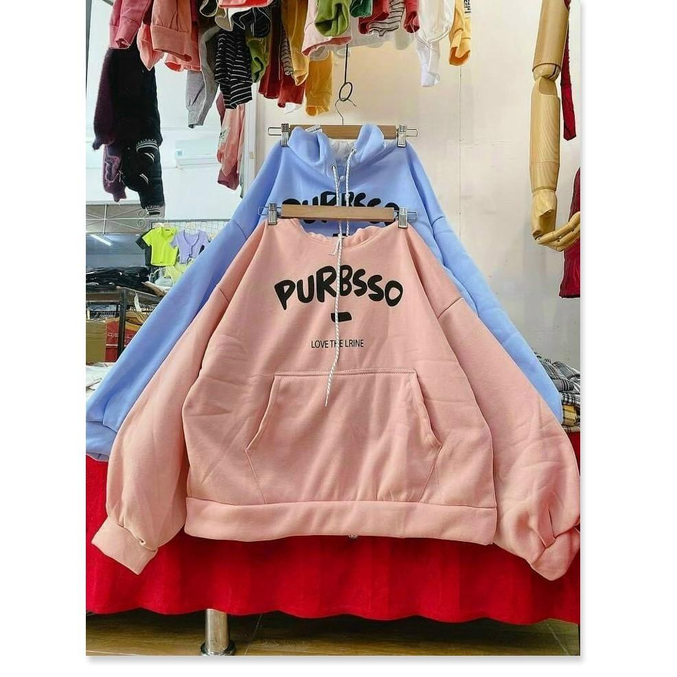 Áo khoác hoodie nam nữ chất thun nỉ ngoại chống nắng tốt in chữ PURBSSO nón 2 lớp form chuẩn tay phồng hót