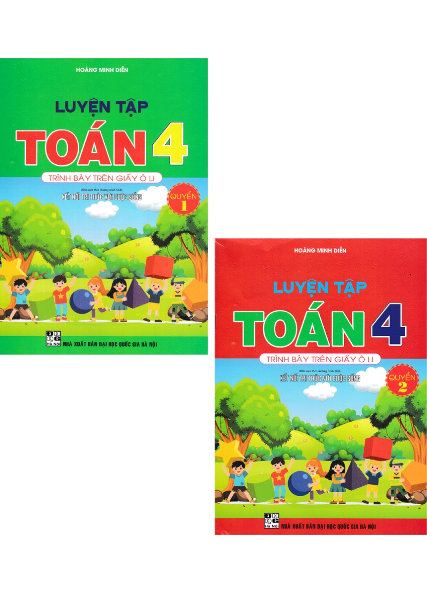 Combo Luyện Tập Toán 4 Quyển 1 + 2 - Trình Bày Trên Giấy Ô Li   _HA