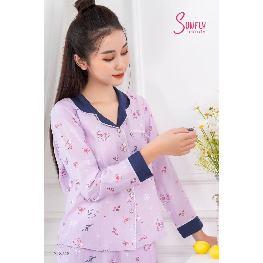 ST8748 BỘ PIJAMAS LINEN ÁO DÀI QUẦN DÀI