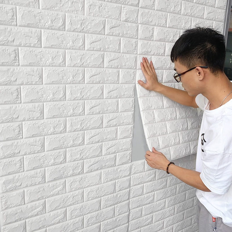 Miếng Xốp Dán Tường 3D Loại Dày 77x70cm Màu Trắng