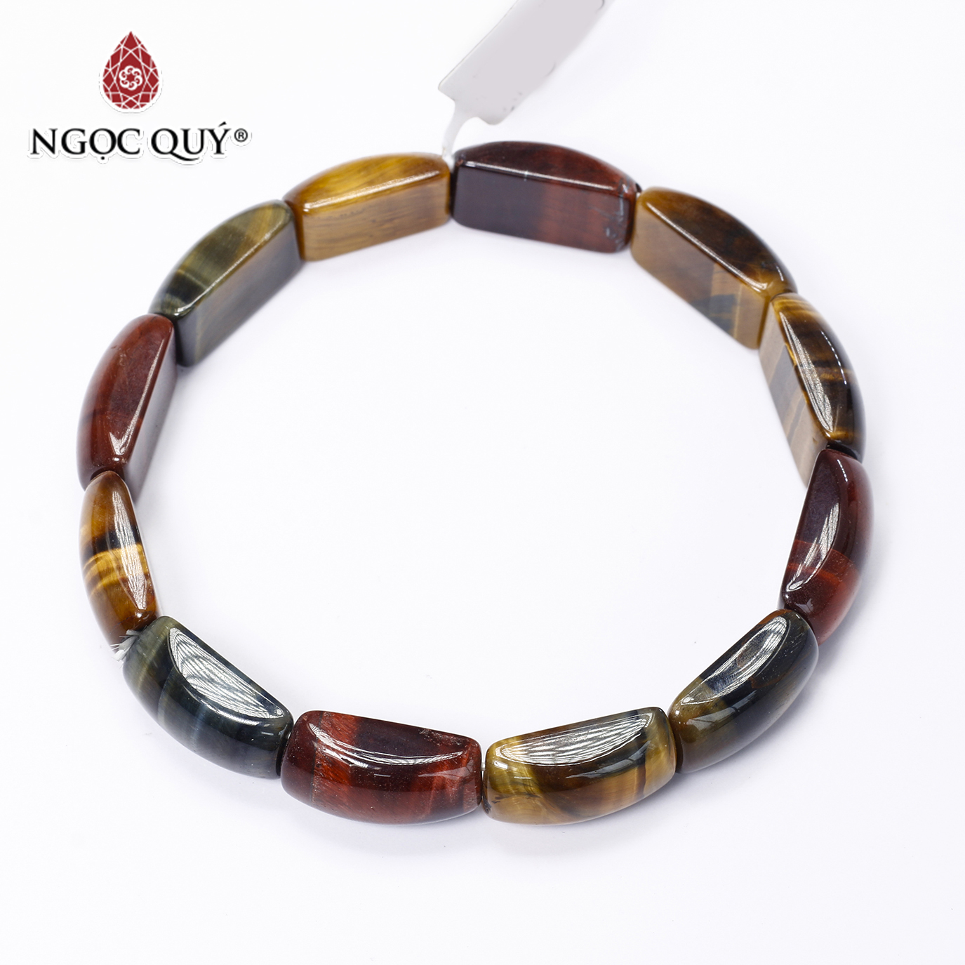 Vòng đá thạch anh mắt hổ tam tài bản 10.5x17mm - Ngọc Quý Gemstones