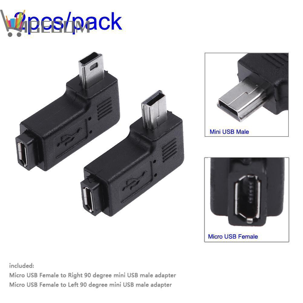 Bộ 2 Đầu Chuyển Đổi Micro Usb Sang Mini Usb 90 Độ