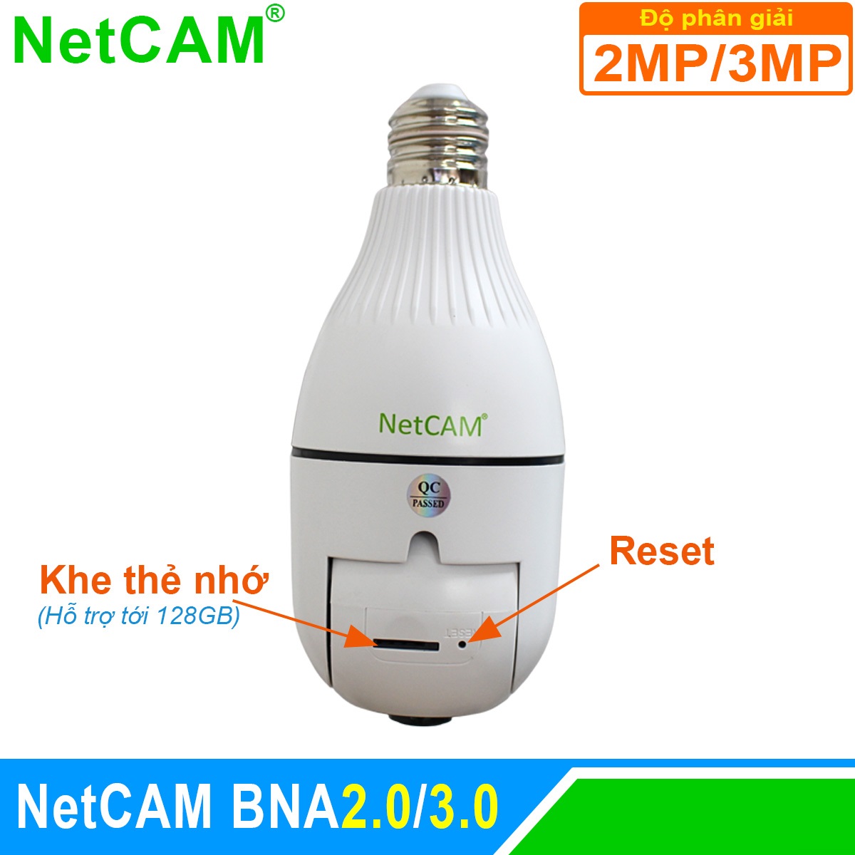 Camera IP WiFi Giám Sát An Ninh NetCAM BNA2.0 / 3.0, Quay quét 360 độ, Độ phân giải 2.0MP và 3.0MP - Hàng Chính Hãng