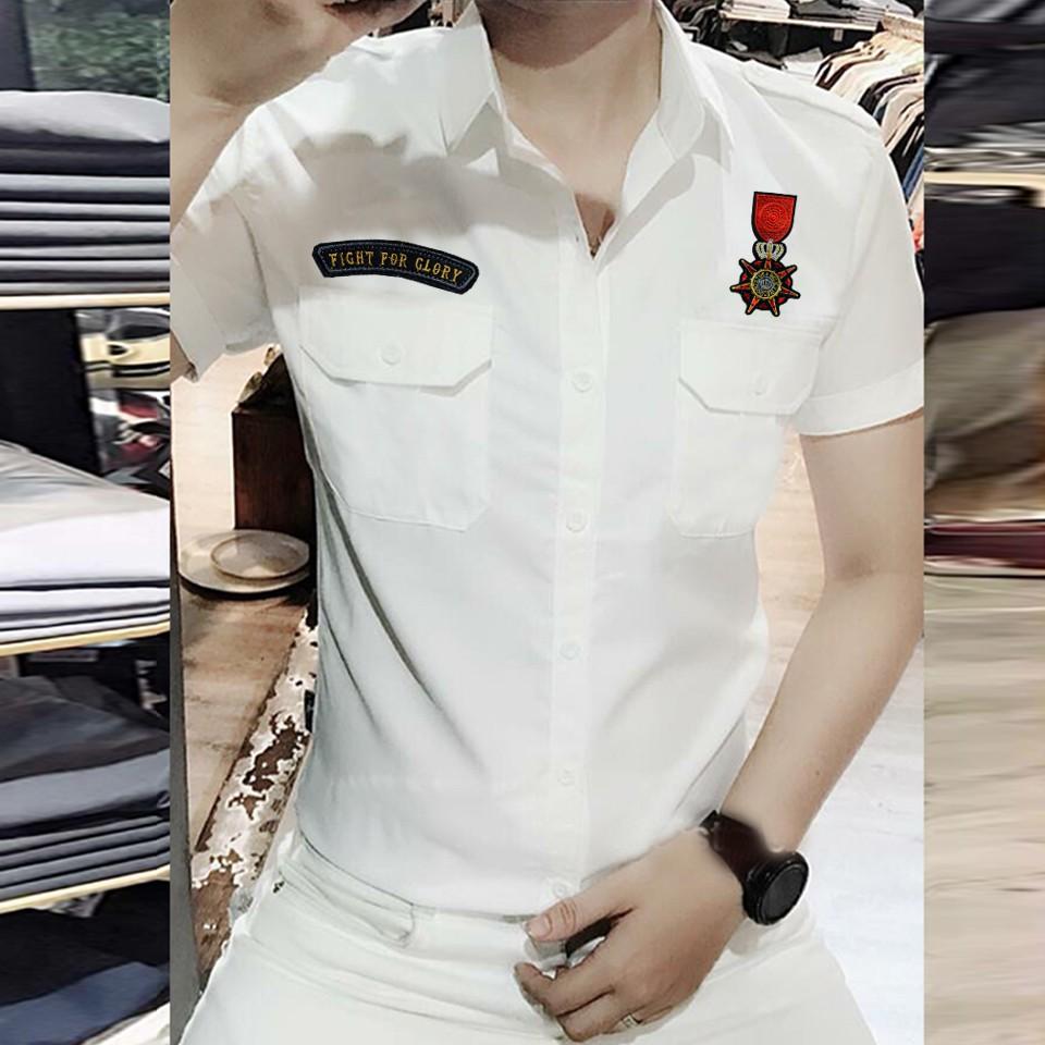 ÁO SƠ MI NAM KAKI CẦU VAI THÊU LOGO CỰC NAM TÍNH A76