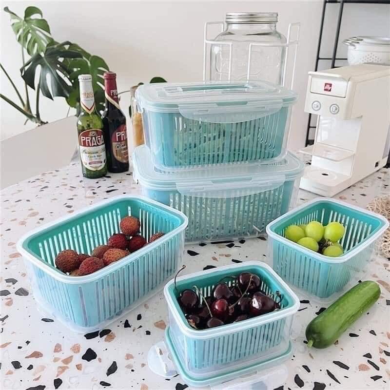 Set 5 hộp nhựa hút chân không đựng đồ tủ lạnh tiện dụng
