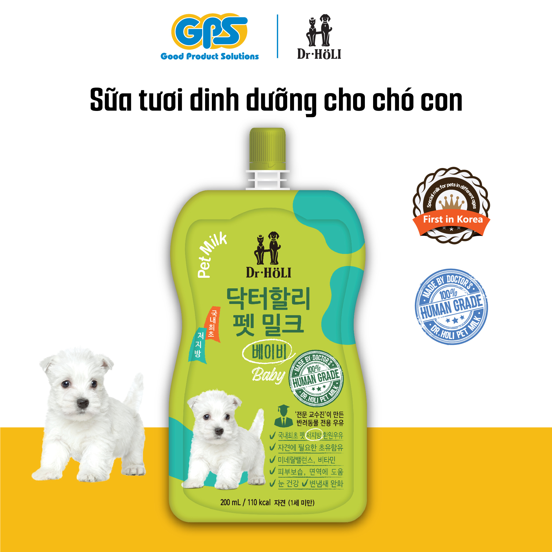 SỮA TƯƠI DINH DƯỠNG CHO CHÓ CON Dr.HOLI PET MILK BABY 200ML