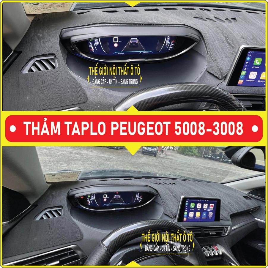 Thảm taplo peugeot 2008 3008 5008 da cacbon,da vân gỗ, tuyết nhung chống nắng cao cấp mới nhất