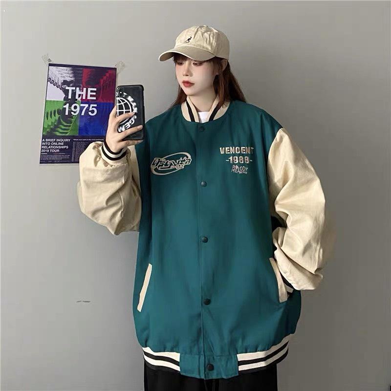 Áo Khoác Bomber Nữ Phối hai màu Thời Trang Thêu Họa Tiết VENGENT 1988 Hot Hot MS3
