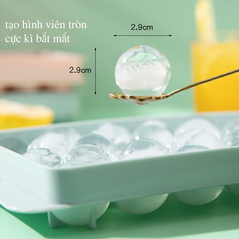 (Set 2 cái) Khay Làm Đá 33 viên tròn,khuôn làm Thạch Bi Có nắp Nhựa Tròn Làm Hoa Quả Trái Cây