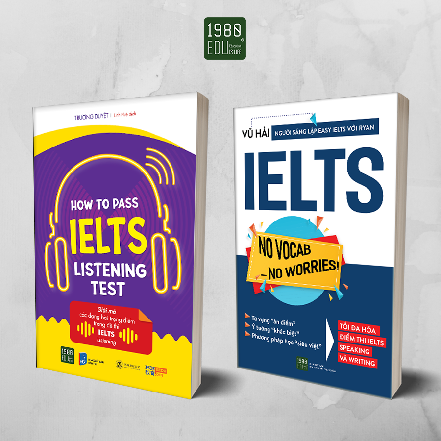 Sách - Combo 2 cuốn How To Pass IELTS Listening Test + IELTS No Vocab - No Worries! - 1980Books