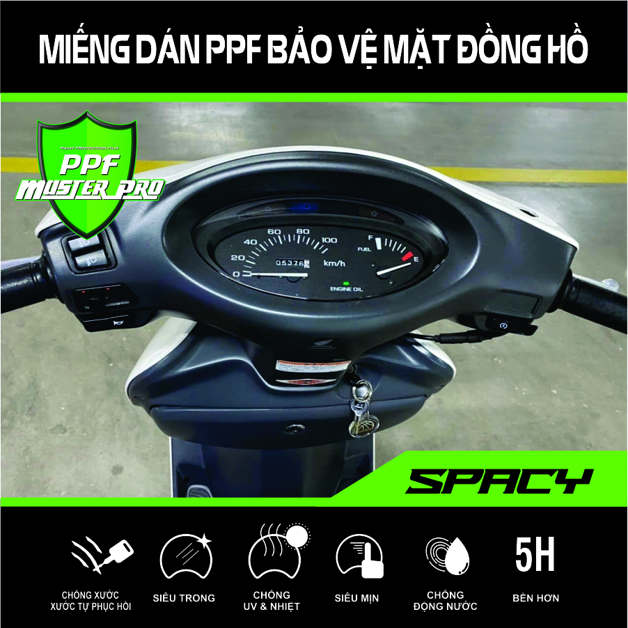 Miếng Dán PPF Bảo Vệ Mặt Đồng Hồ Xe Spacy | Chất Liệu Film PPF