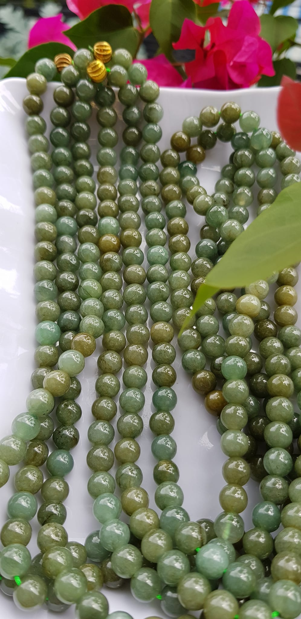 Vòng Chuỗi đeo Cổ hay niệm 108 hạt charm bi kiểu màu vàng Đá cẩm thạch tự nhiên Chuỗi cổ hạt size 7mm xanh ngọc dầu bóng mượt đẹp nữ đeo cổ nhẹ nhàng mát của đá tự nhiên tâm bình yên Món quà tặng Mẹ và người thân ý nghĩa và cho chính bản thân mình ạ