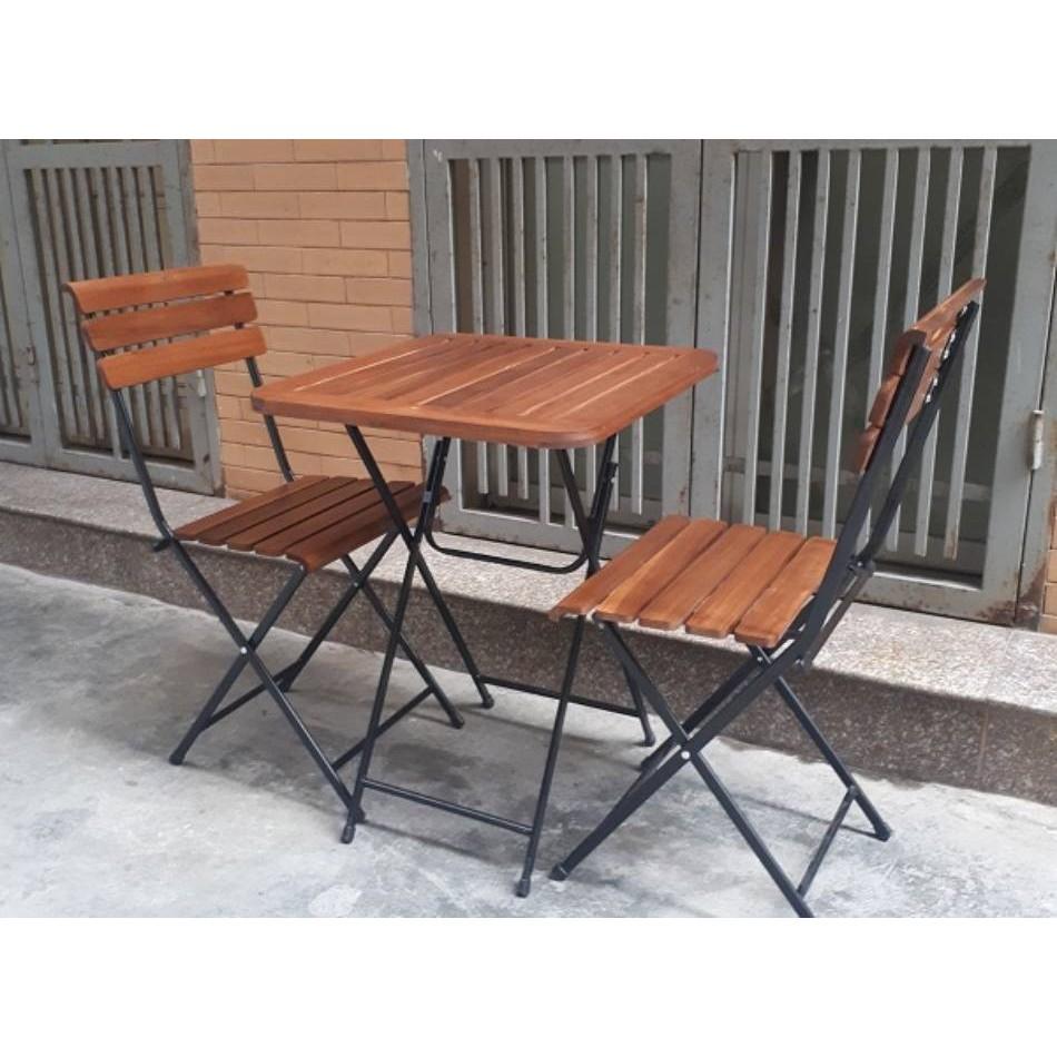 Bộ bàn ghế xếp cà phê chân sắt