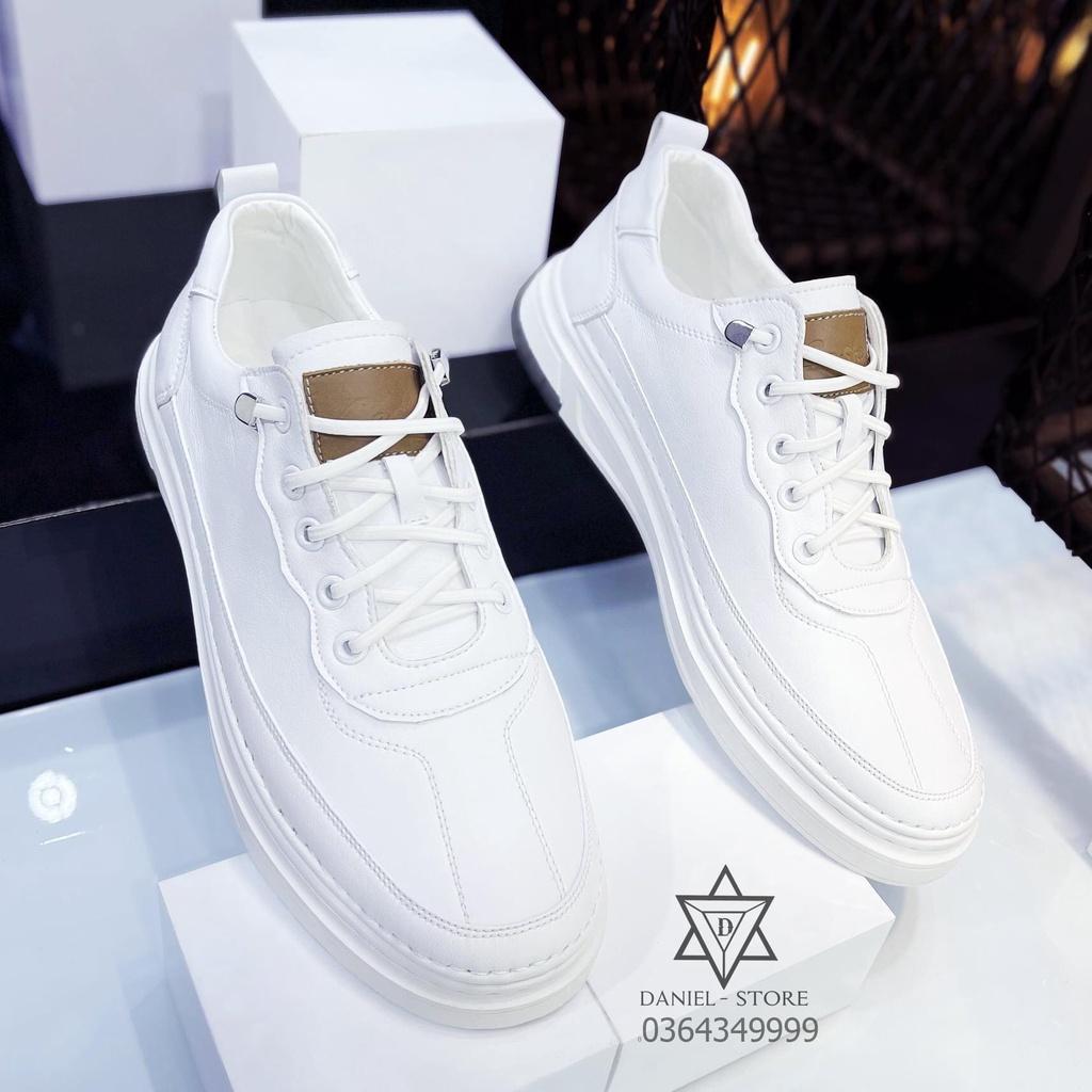 Giày thể thao nam da bò đế cao su mềm nguyên khối - giày sneaker nam phong cách trẻ trung năng động GL01