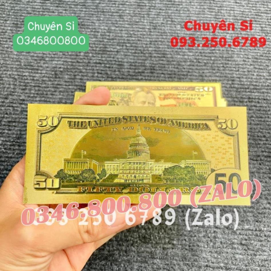 Tờ Tiền Kỉ Niệm 50 Đô Plastic  Mạ Vàng Lì Xì Tết May Mắn