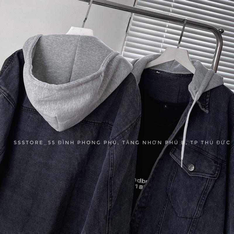 Áo khoác jeans có nón form rộng unisex nam nữ