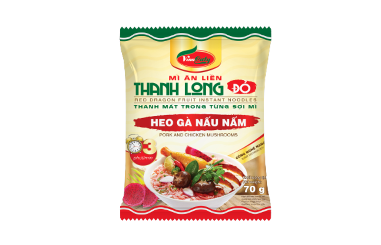 Mì Gói Thanh Long Đỏ Heo Gà Nấu Nấm