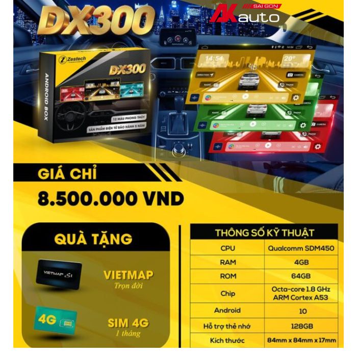 Hộp Box Ô Tô Zestech DX300 - Biến Màn hình Zin Thành Màn Hình Android