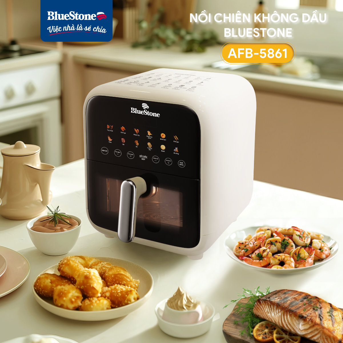 Nồi Chiên Không Dầu BlueStone AFB-5861 7 Lít 1800W - Hàng Chính Hãng