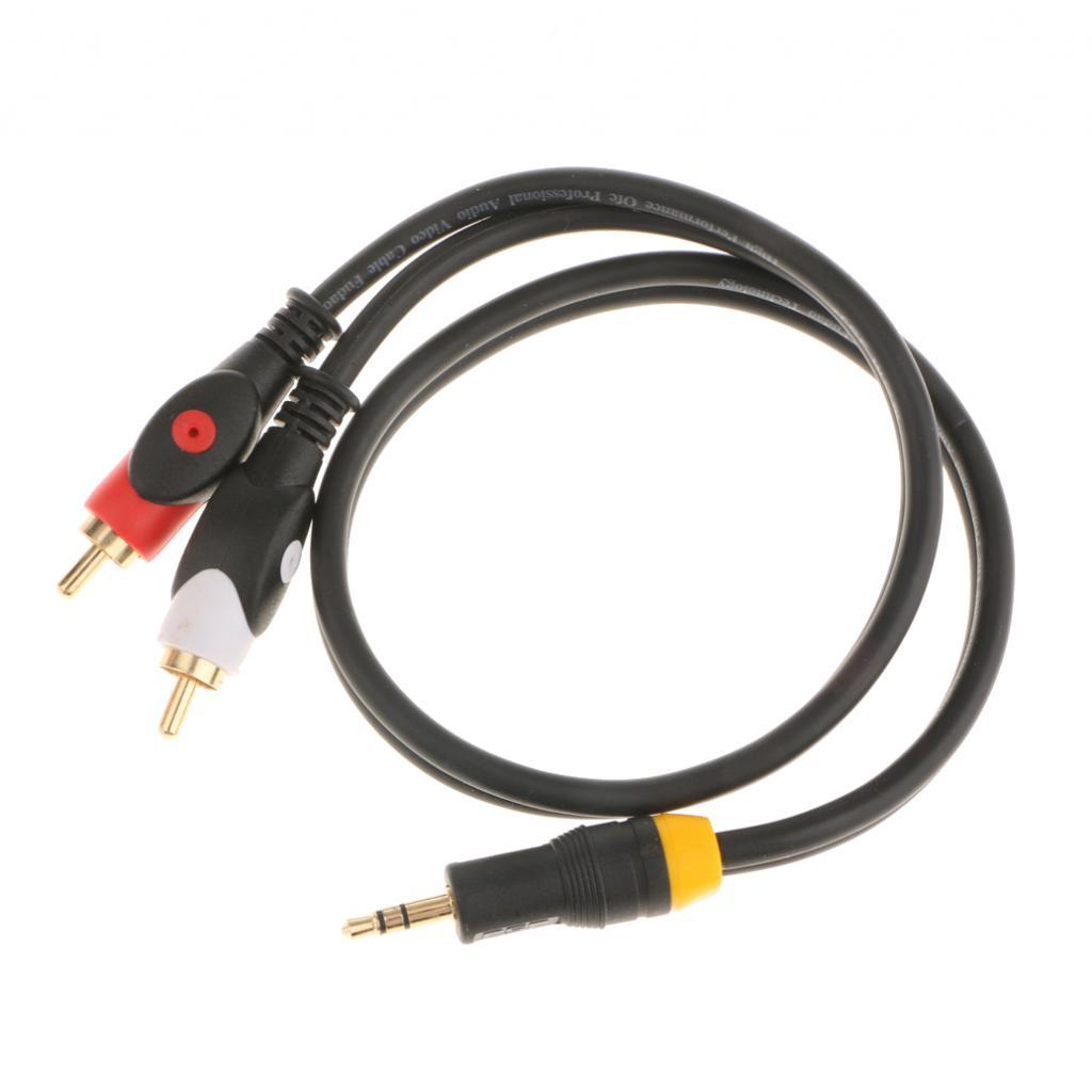 3.5mm 1/8" Jack TO 2 RCA Male Stereo Phono Audio Speaker Adapter CABLE 0.5m