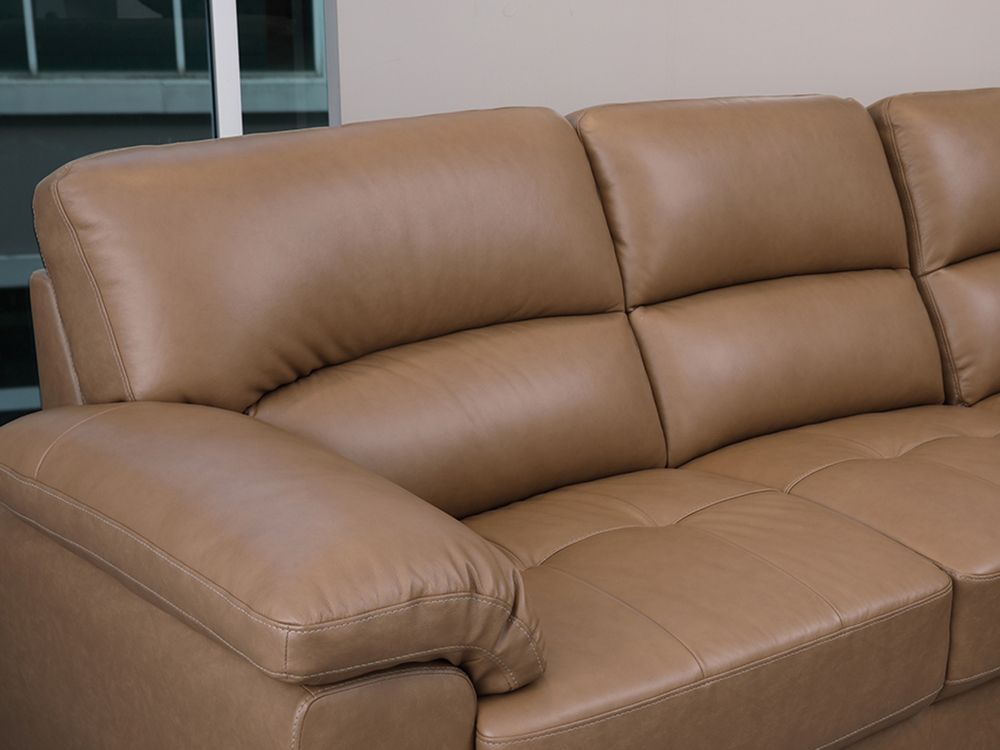 Sofa giường góc chữ L phải MORETTO khung gỗ, đệm bọc da thật cao cấp màu nâu | Index Living Mall -  Phân phối độc quyền tại Việt Nam