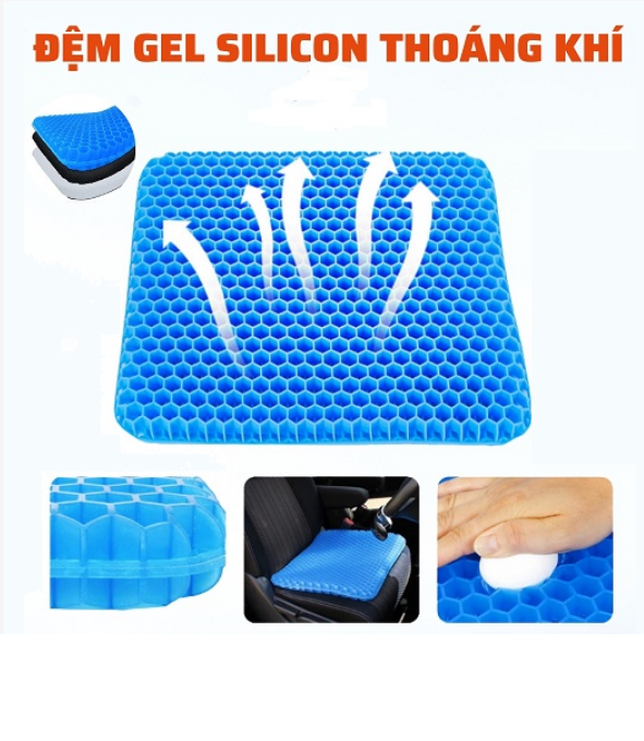 Đệm Ngồi tổ ông silicon 2 Lớp 3D Thoáng Khí, Nệm Ngồi Ghế Văn Phòng, ô tô (tặng bọc đệm) GD633-DemToOng