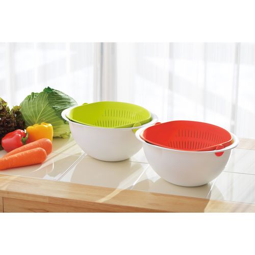 Rổ nhựa đa năng 2 lớp Kokubo, có thể quay 360 độ giúp rau củ ráo nước một cách nhanh chóng mà không bị dập nát hay rơi vãi ra ngoài - nội địa Nhật Bản