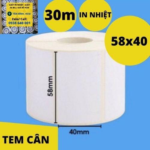 Giấy in mã vạch/ Decal in mã vạch 1 tem cảm nhiệt 58 x 40 mm x 30m - Giá xuất xưởng