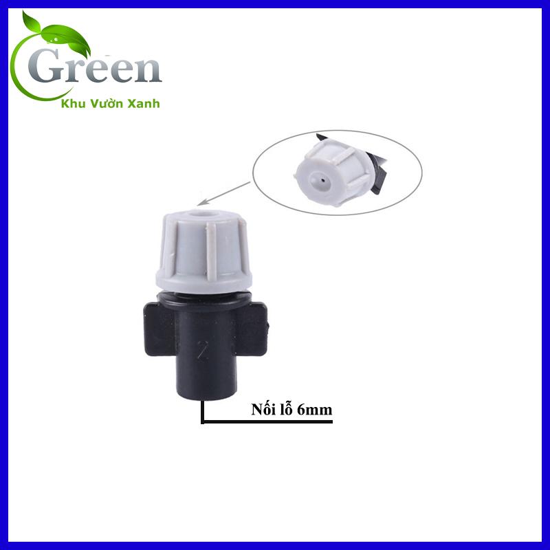 Combo 10/20 Đầu Béc Phun Sương Đơn Xám Nối Lỗ 6mm