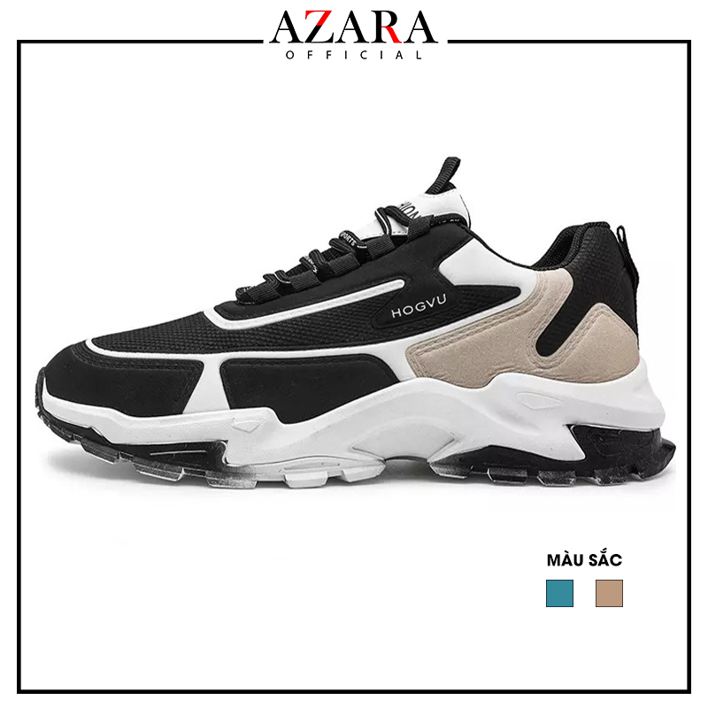 Giày Thể Thao Nam AZARA - Giày Sneaker Màu Xanh - Đen, Đế Xốp Nhẹ, Đàn Hồi Tốt, Giày Nam Đẹp- G5466