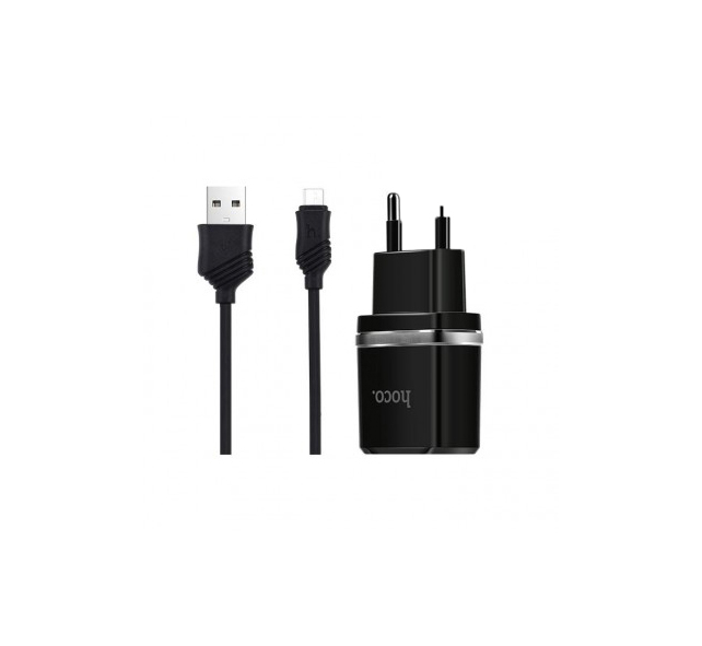 Bộ sạc điện thoại HoCo C12 dây MicroUSB (Đen)