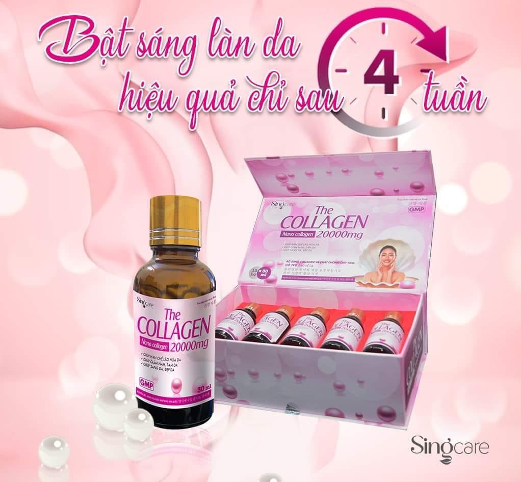 Nước Uống The Collagen 20000mg, Bổ sung collagen và các chất chông oxy hóa giúp bảo vệ da, tăng tính đàn hồi, hạn chế lão hóa da (Hộp 10 chai x 30ml )