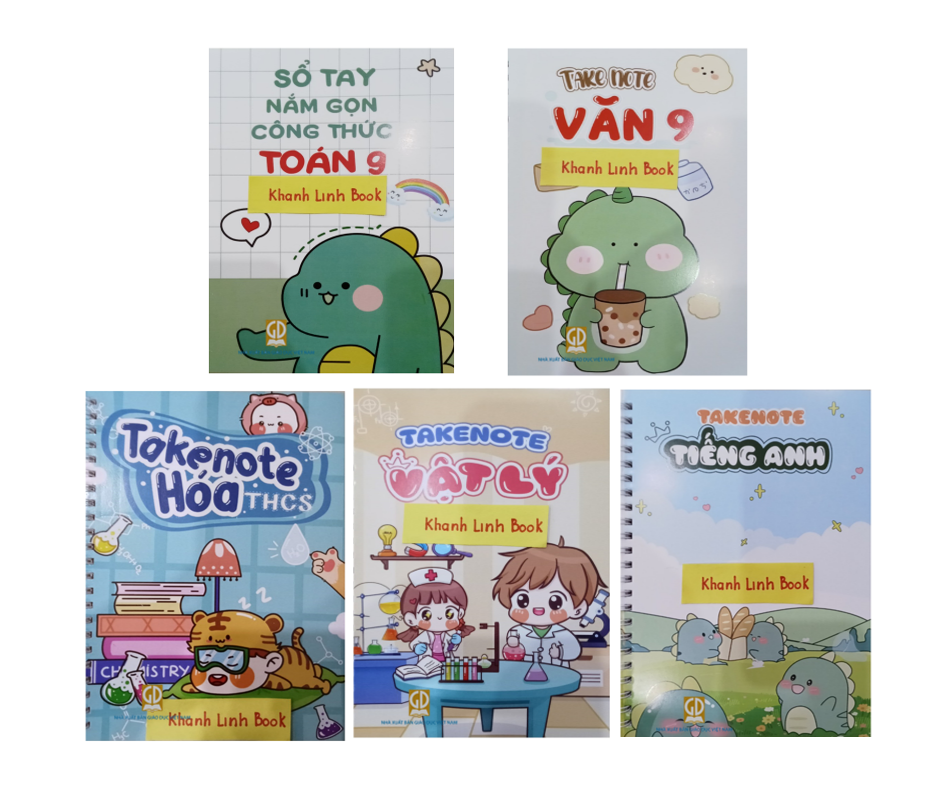 Sách - Combo takenote văn + toán + vật lý + tiếng anh + hóa lớp 9
