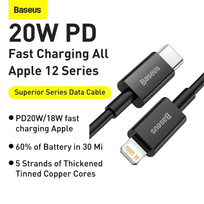 Cáp Sạc Baseus Sạc Nhanh Superior Series Đầu Type-C Sang iP PD 20W- Hàng chính hãng.
