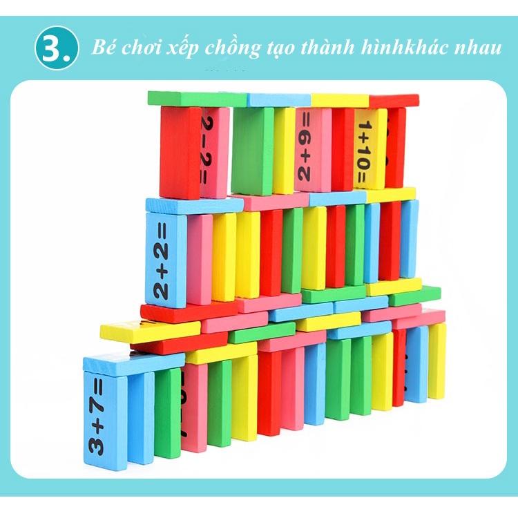 Đồ Chơi Gỗ Domino Toán Học 110 Quân Đồ Chơi Xếp Hình Bằng Gỗ Nhiều Màu Giúp Bé Phát Triển Tư Duy, Toán Học