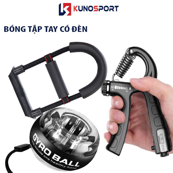 Combo 3 Món Dụng Cụ Tập Tay KUNOSPORT, Kìm Bóp Tay + Bóng Tập Cổ Tay + Lò Xo Tập Tay Chữ U