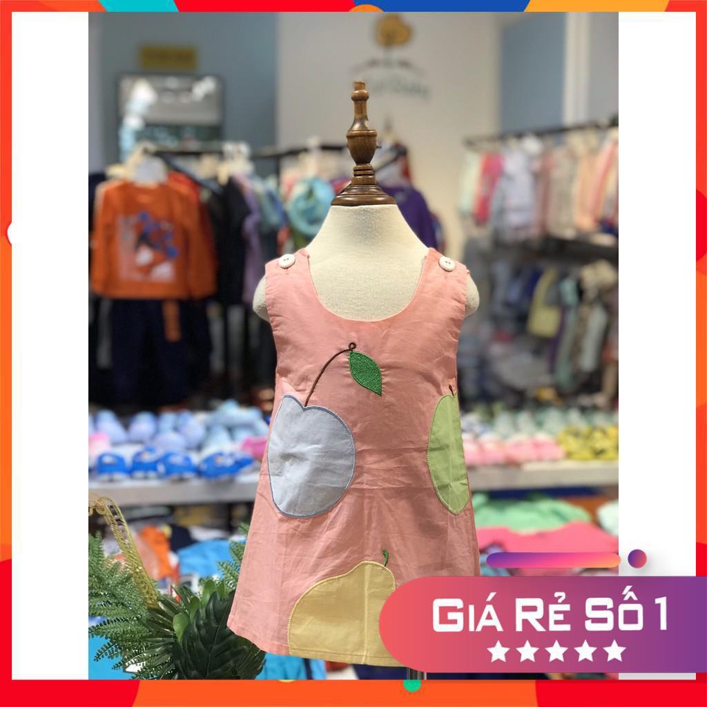 Váy thêu táo size 1-8T, cài cúc vai
