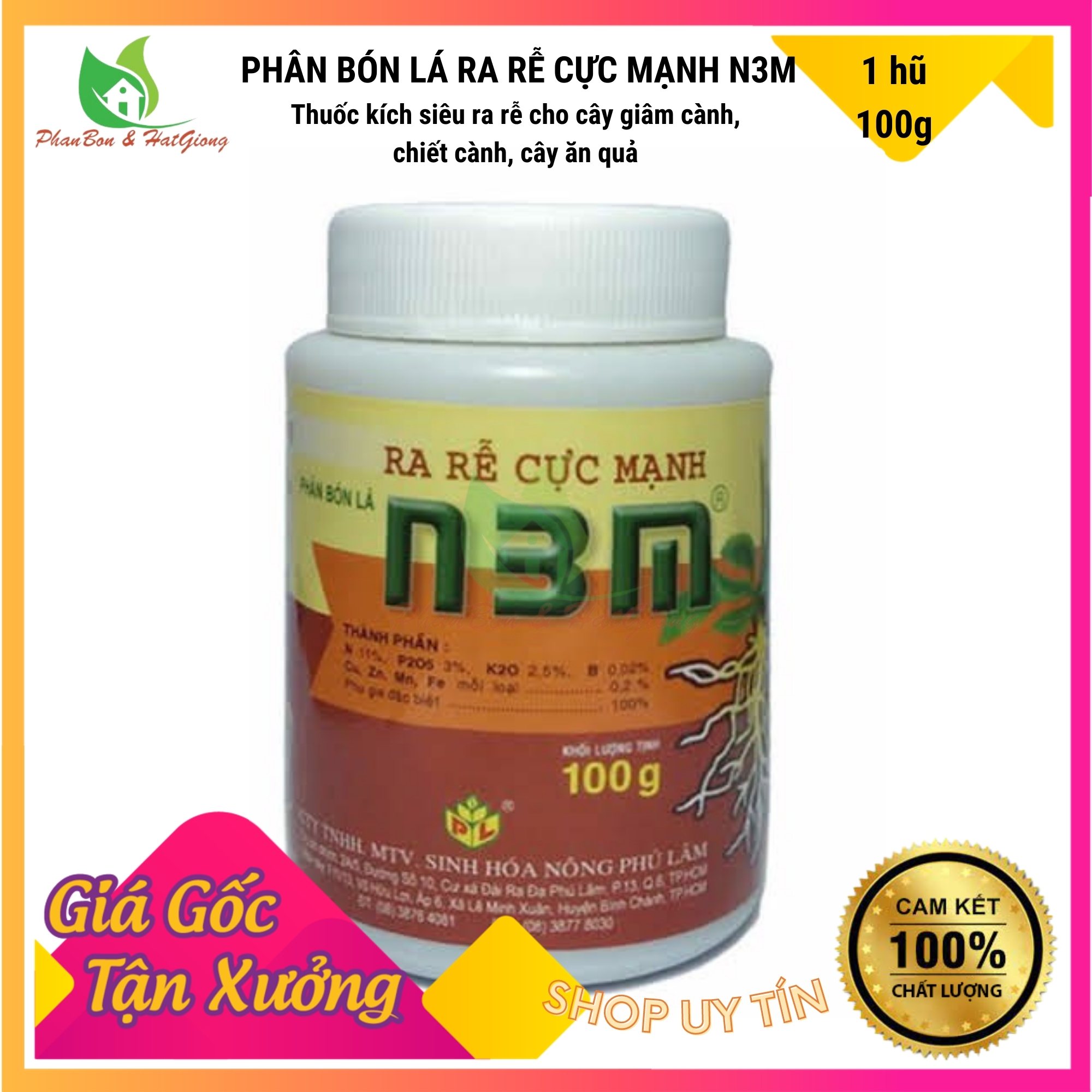 N3M Phân Bón Lá Kích Rễ, Ra Rễ Cực Mạnh N3M 100G - Shop Phân Bón và Hạt Giống