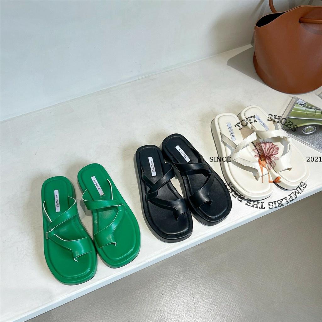 Dep nữ Titote Shoes đi biển - Dép xuồng phong cách thời trang Quai xoắn đế bằng siêu nhẹ Sandal xỏ ngón. MET SHOP