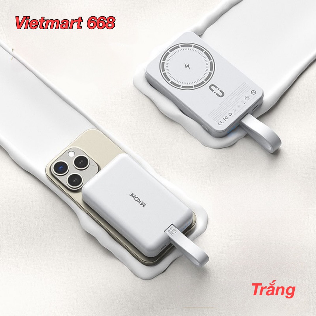 Sạc Dự Phòng Từ Tính Không Dây Đa Năng 10000mAh WEKOME WP-47 - Hỗ Trợ Sạc Nhanh PD 20W, Sạc Không Dây Từ Tính Max 15W - Hàng Chính Hãng