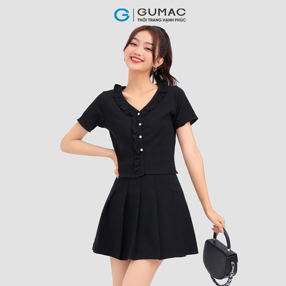 Áo thun GUMAC ATC11046 kiểu phối bèo nữ tính
