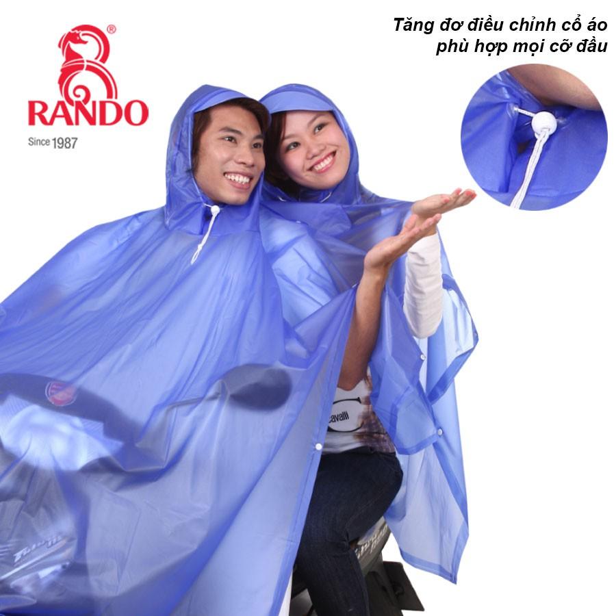 Áo Mưa 2 Đầu Trong Màu Thời Trang, Chính Hãng RANDO, Nhựa PVC Siêu Nhẹ Không Thấm Nước