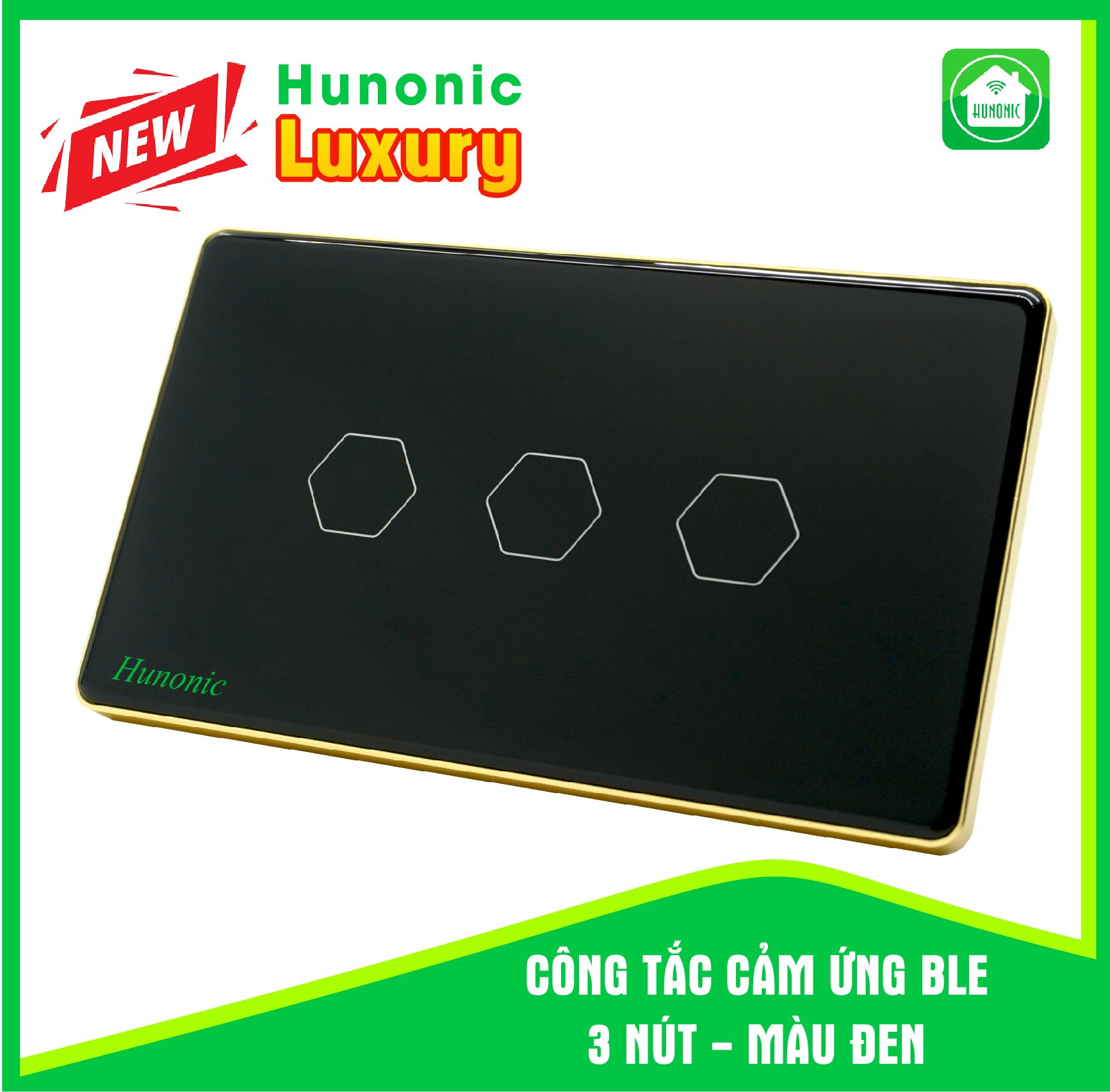 Công tắc thông minh LUXURY 3 nút đen - hàng chính hãng