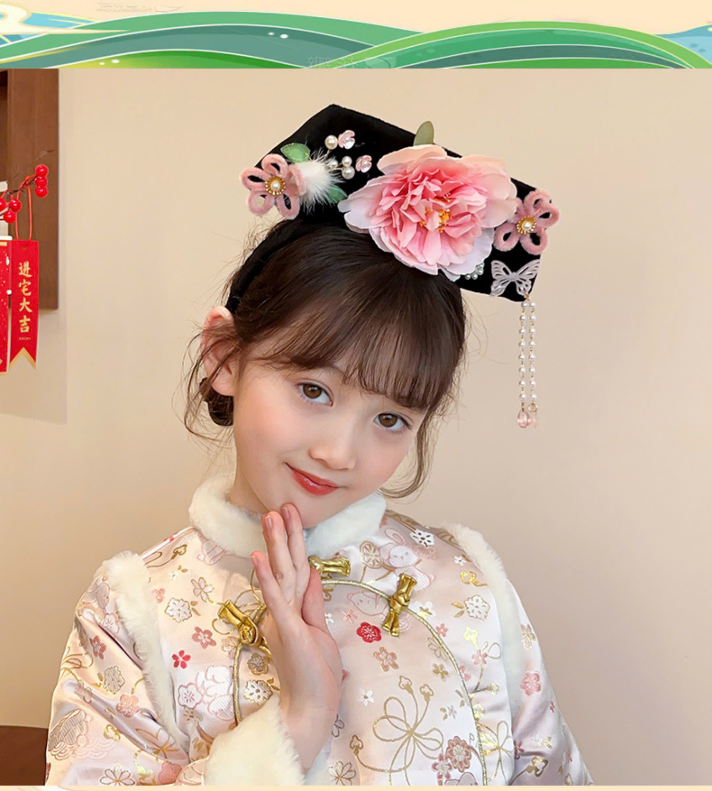 Cài tóc bờm tóc cho bé gái trung hoa hanfu cổ trang hoàn châu cách cách quý phi diện lễ tết noel giáng sinh năm mới xinh