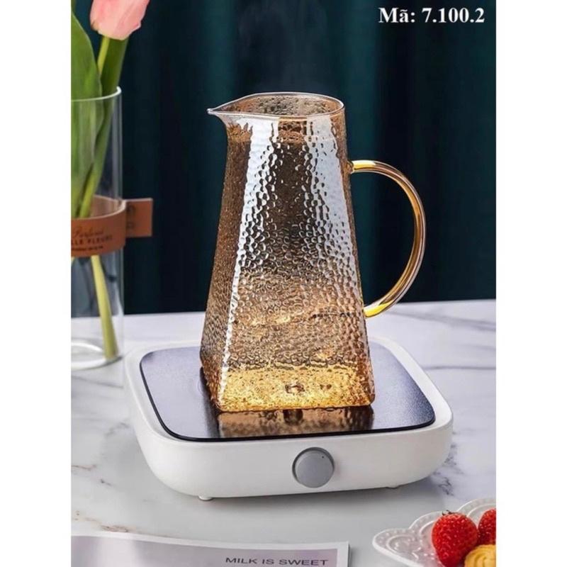 BỘ BÌNH THUỶ TINH ĐỰNG NƯỚC UỐNG CHỊU NHIỆT CAO CẤP KÈM 6 CỐC VÂN NHÁM
