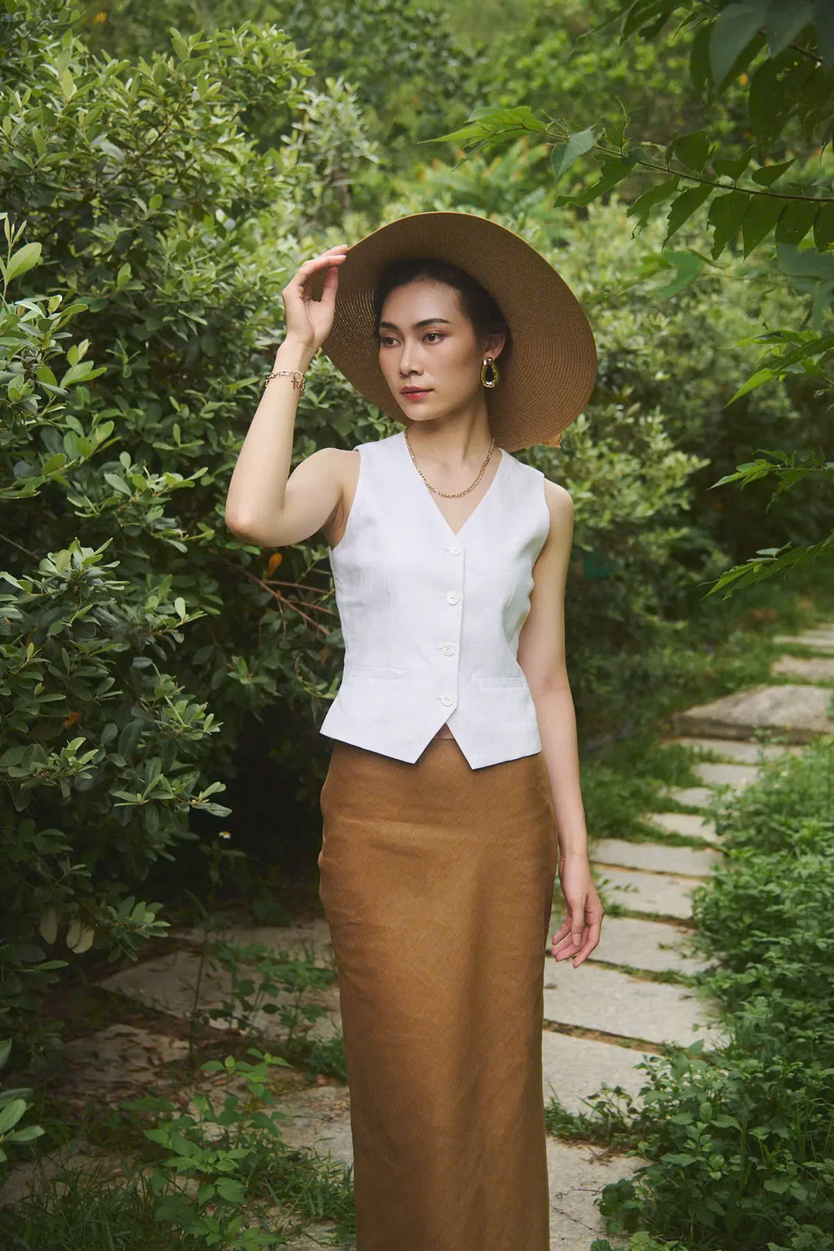Áo Vest Gilet Linen Trắng An Nam TOP203 thời trang Hity