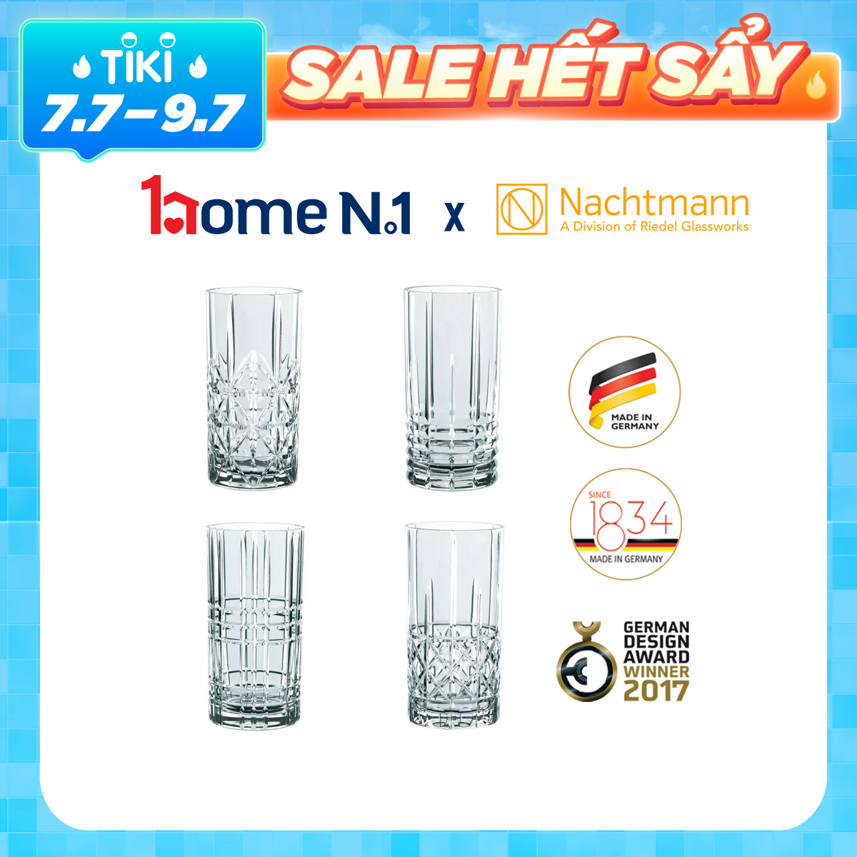 Bộ 4 ly pha lê cao Nachtmann Highland - Hàng chính hãng Đức